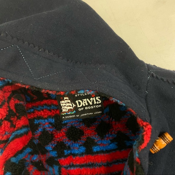 David of Boston blue wool fleece lined hooded  toggle button long coat. - Picture 12 of 14